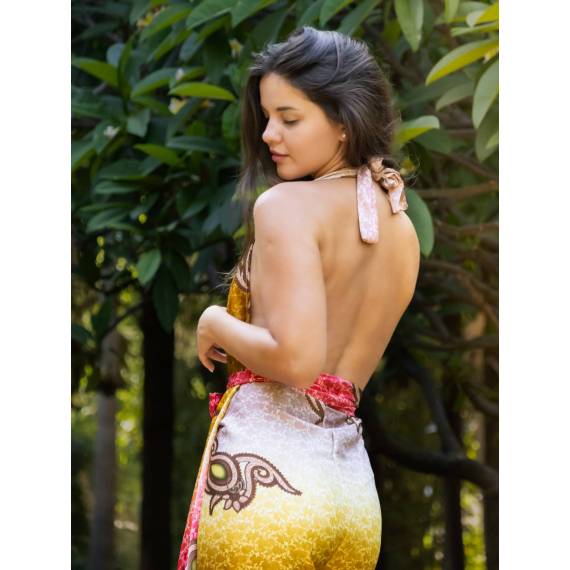 Safiya Silk Convertible Set Red & Gold Jumpsuit