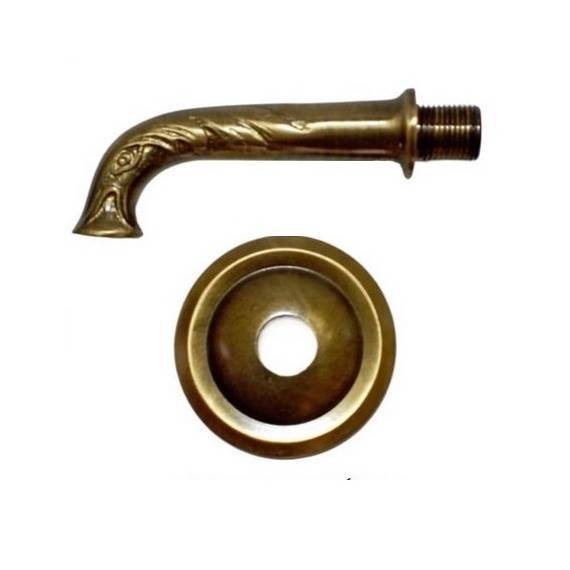 Small fountain spout with etching and 80mm rosette - bronze finish