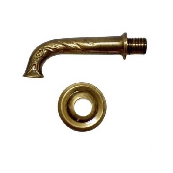 Small fountain spout with etching and 60mm rosette - bronze finish