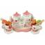 Wooden Tea Set Pink Flowers Pitcher Tray